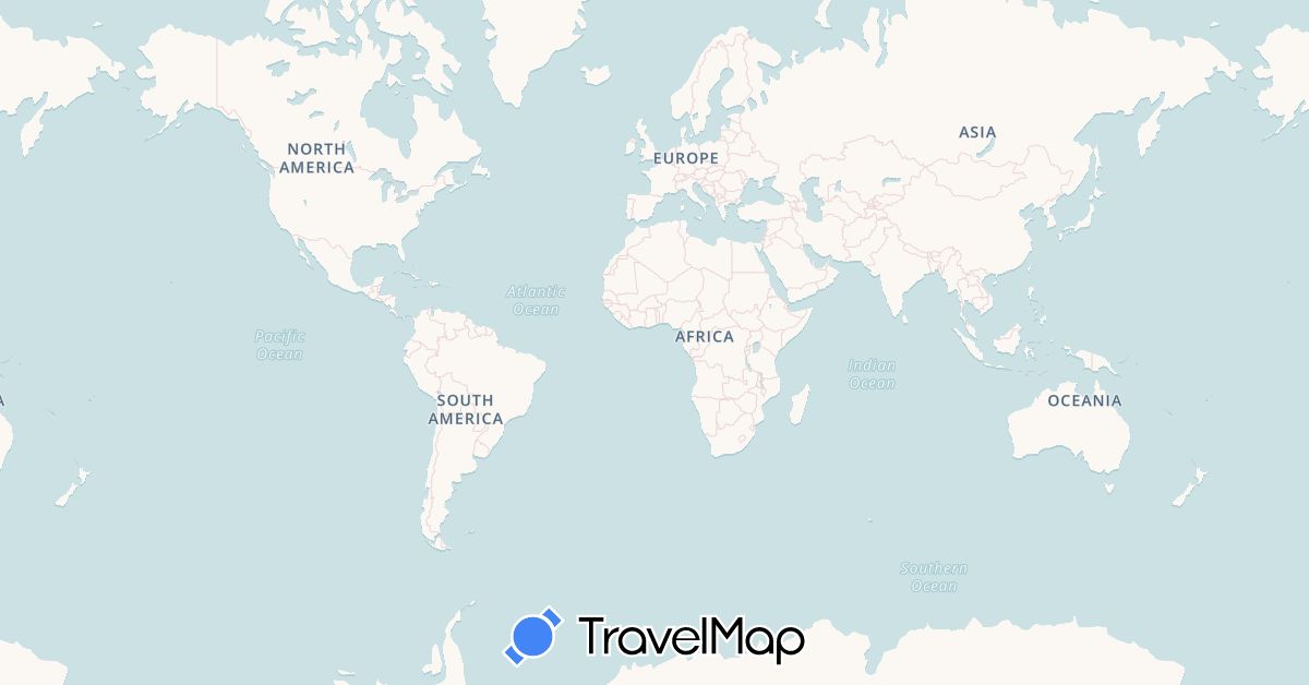 TravelMap itinerary: driving, plane, hiking, boat, hitchhiking in Angola, Argentina, Australia, Bolivia, Brazil, Botswana, Canada, Republic of the Congo, Chile, Cameroon, China, Colombia, Costa Rica, Cyprus, Ecuador, Egypt, Spain, Ethiopia, France, Indonesia, Israel, Iran, Jordan, Japan, Kenya, Kyrgyzstan, Cambodia, Kazakhstan, Laos, Lesotho, Morocco, Myanmar (Burma), Mexico, Malaysia, Namibia, Nigeria, Nicaragua, New Zealand, Panama, Peru, Palestinian Territories, Portugal, Paraguay, Rwanda, Sudan, Singapore, Thailand, East Timor, Turkmenistan, Turkey, Tanzania, Uganda, United States, Uruguay, Uzbekistan, Vietnam, South Africa, Zambia, Zimbabwe (Africa, Asia, Europe, North America, Oceania, South America)